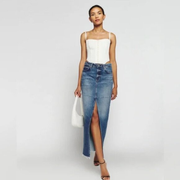 REFORMATION ‘Tazz’ Maxi Denim Skirt, NWT